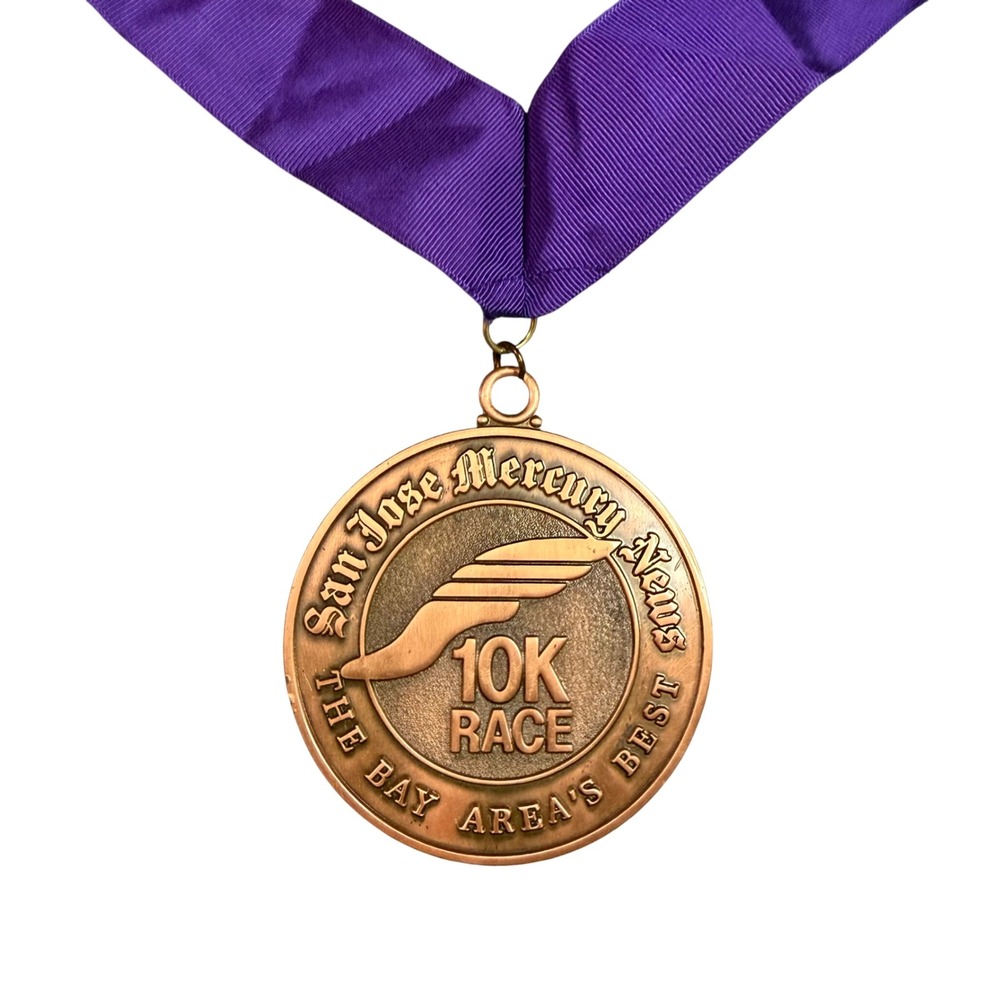 Vintage 1989 San Jose Mercury News 10K Race Medal 4th Place Womens 50-59 Award